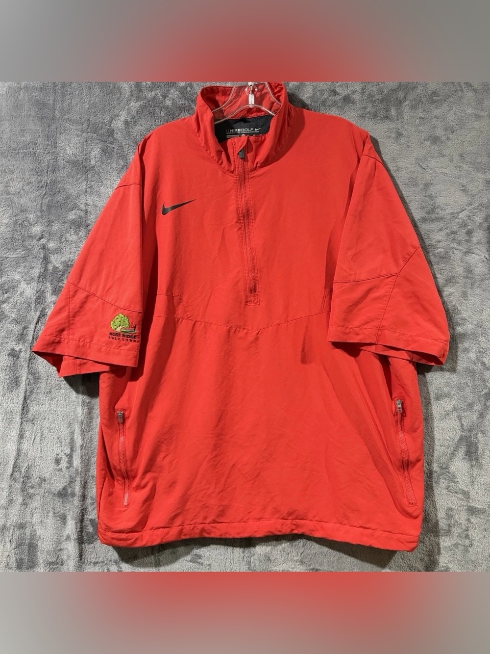Nike Golf Windbreaker Jacket Red 1/4 Zip Embroidered [416438-607] Men’s Size XL